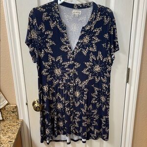 Navy Blue Floral Women Top